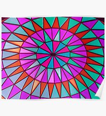 Bright and Colorful Stained Glass Window Mandala for Peace and Happiness Poster