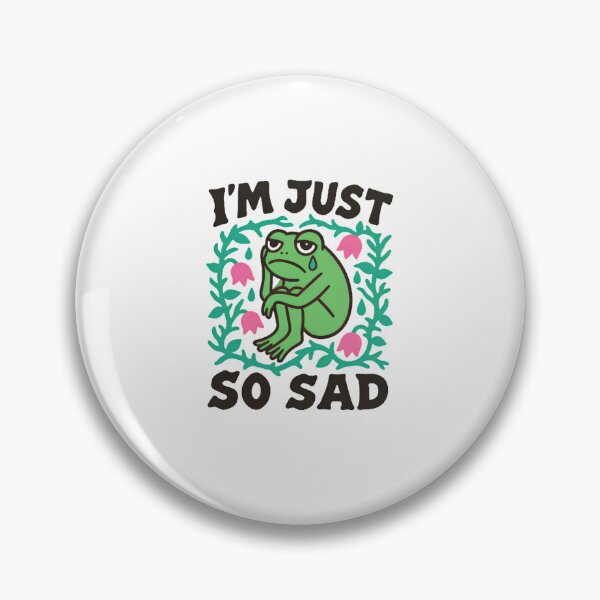 Item preview, I'm Just So Sad Frog — Sad Crying Frog Floral Frame Illustration designed and sold by Colorful-Garden.
