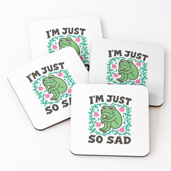 Item preview, I'm Just So Sad Frog — Sad Crying Frog Floral Frame Illustration designed and sold by Colorful-Garden.