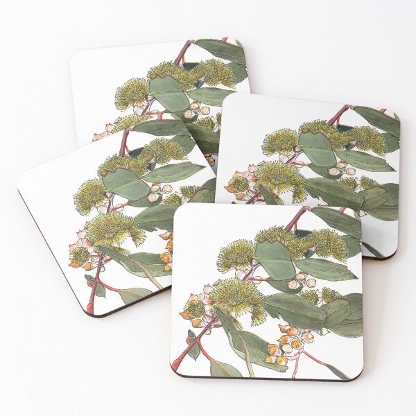 Item preview, Eucalyptus flowers leaves yellow green designed and sold by blueidesign.