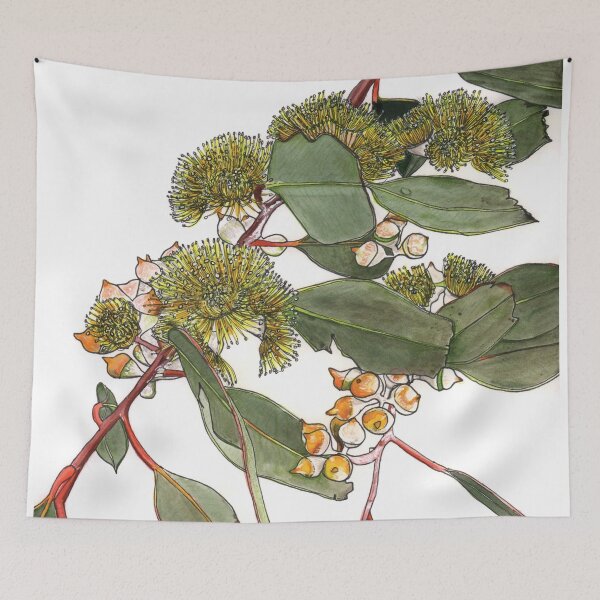 Item preview, Eucalyptus flowers leaves yellow green designed and sold by blueidesign.
