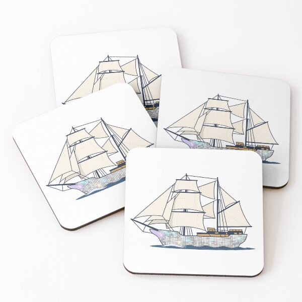 Item preview, Disco Tall Ship Sticker | Silver Mirrorball Sailing Ship Art designed and sold by HungarianSailor.