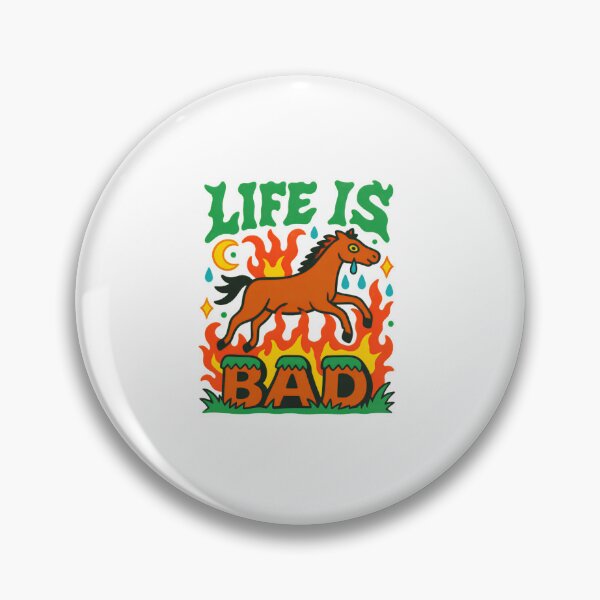 Item preview, Life Is Bad Crying Horse — Funny Retro Dumpster Fire Quote Illustration designed and sold by Colorful-Garden.