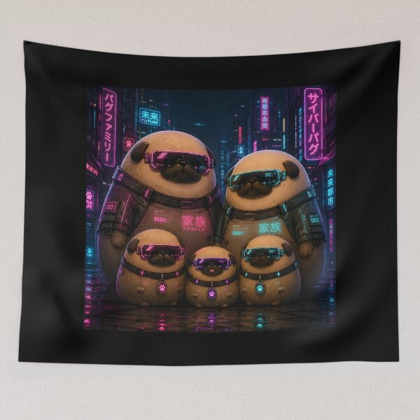 Item preview, Cyberpunk Pugtato | Potato Dog Family | Cute Neon Sci-Fi Kawaii Pups designed and sold by artizallart.