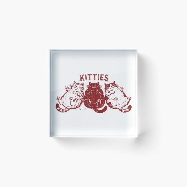 Item preview, Cute Chubby Kitties Linocut Art - Three Happy Cats designed and sold by seven things shop.