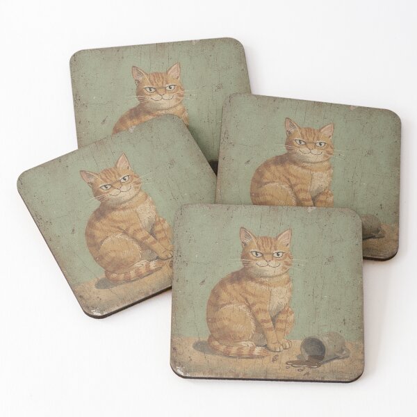 Item preview, Orange Tabby Who Knocked It Off On Purpose Folk Art designed and sold by PictorialWhimsy.