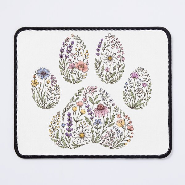 Item preview, Botanical Wildflower Dog Paw Floral Line Art designed and sold by teemix.