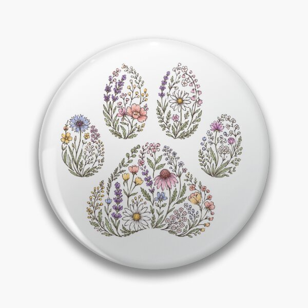 Item preview, Botanical Wildflower Dog Paw Floral Line Art designed and sold by teemix.
