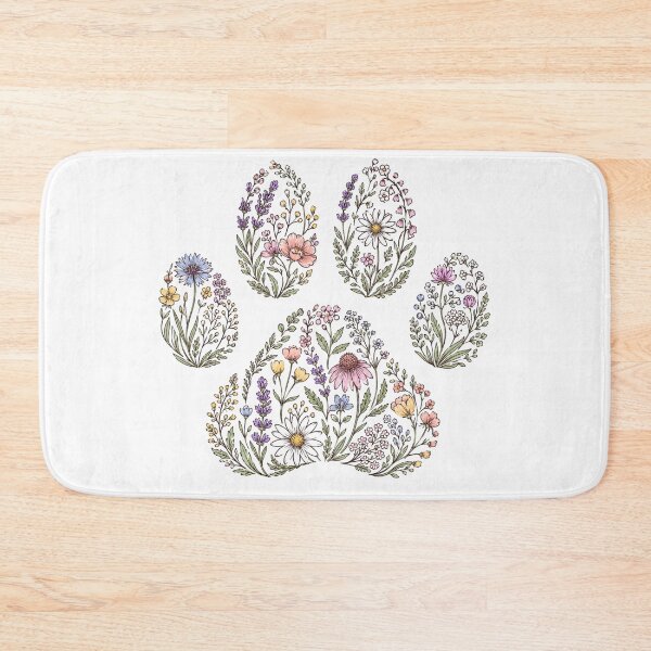 Item preview, Botanical Wildflower Dog Paw Floral Line Art designed and sold by teemix.