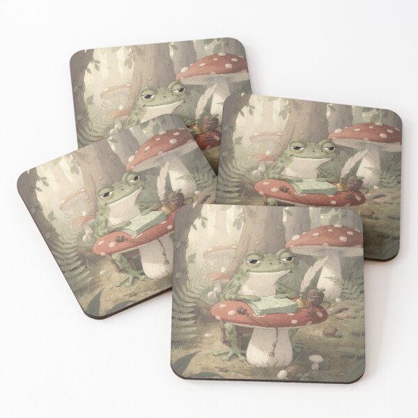 Item preview, Frog Running the Pond Complaints Desk Cottagecore Art designed and sold by PictorialWhimsy.