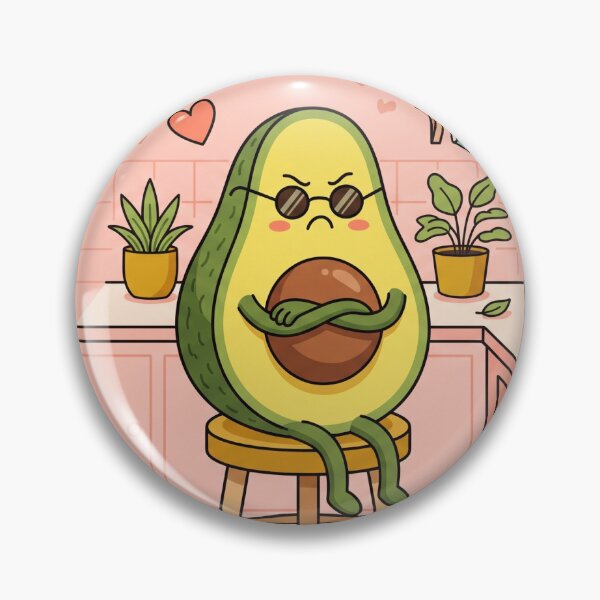 Item preview, Grumpy Avocado Character Sitting on Stool Flat Vector Illustration designed and sold by Ronzluvop.