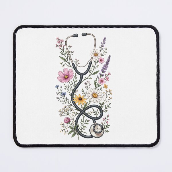 Aperçu de l'œuvre Stéthoscope botanique à fleurs sauvages, infirmière florale créée et vendue par teemix.