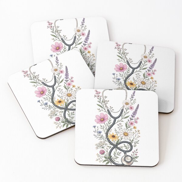 Item preview, Botanical Wildflower Stethoscope Floral Nurse designed and sold by teemix.