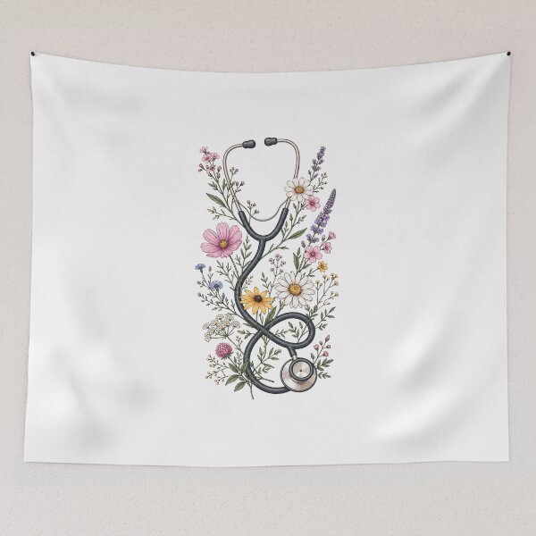 Item preview, Botanical Wildflower Stethoscope Floral Nurse designed and sold by teemix.