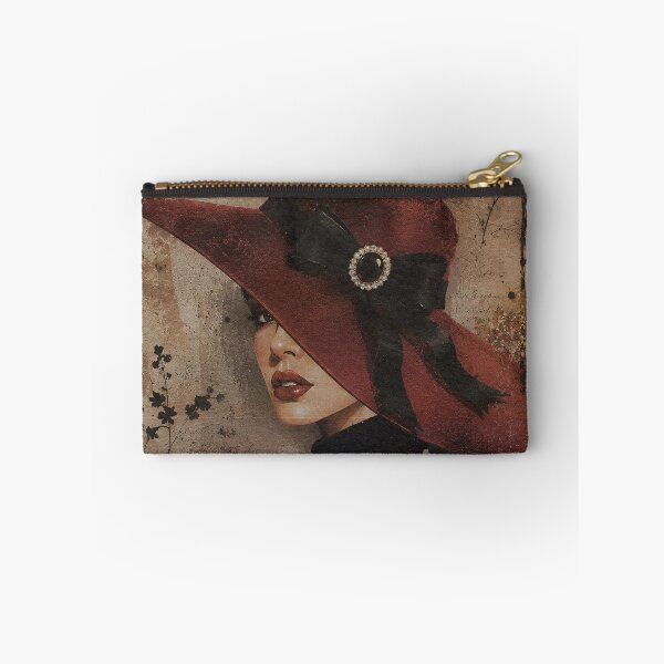 Item preview, Crimson Countess — Vintage Collage Portrait, Gothic Victorian Woman in Red Hat designed and sold by INKandSOULbyLUNA.