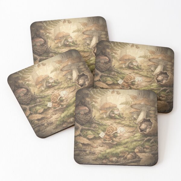 Item preview, Snail Delivering Very Late Mail Storybook Forest Art designed and sold by PictorialWhimsy.