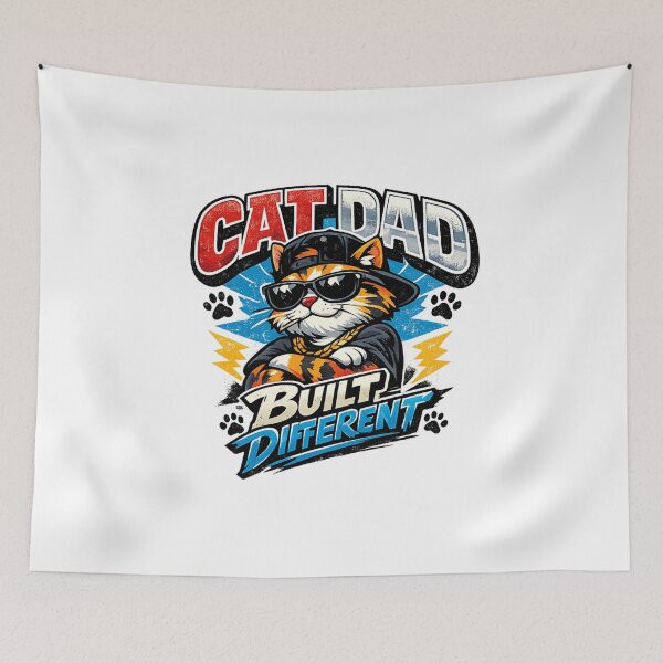 Item preview, Built Different Cat Dad Funny Meme designed and sold by teemix.