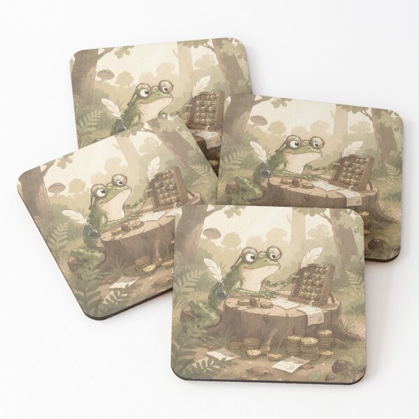 Item preview, Frog Accountant Doing the Pond Taxes Cottagecore Art designed and sold by PictorialWhimsy.