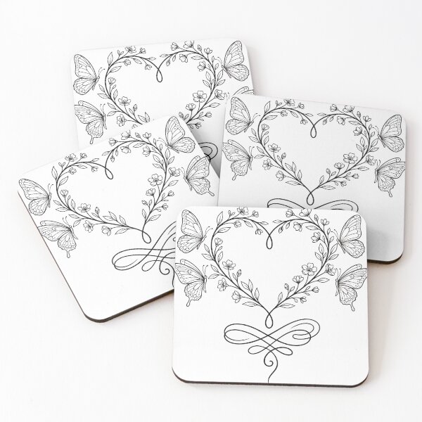 Item preview, Butterfly Botanical Heart Line Art designed and sold by seven things shop.