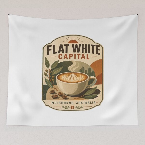 Item preview, Melbourne Flat White Capital Retro Coffee | Vintage Melbourne Australia Café Culture Design designed and sold by Globalcitytees.