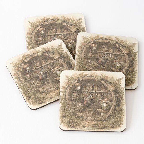 Item preview, Beetle Librarian Reshelving Seed-Pods Storybook Forest Art designed and sold by PictorialWhimsy.
