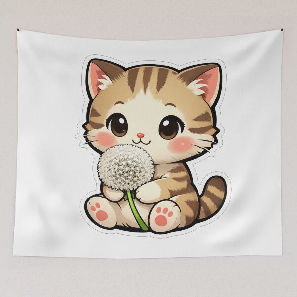Item preview, Cute Kitten Holding A Fluffy Dandelion designed and sold by Owcomm.