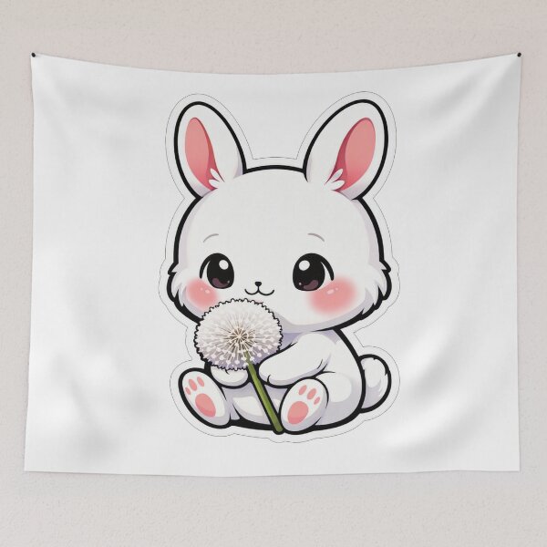 Item preview, Cute Bunny Holding a Fluffy Dandelion designed and sold by Owcomm.