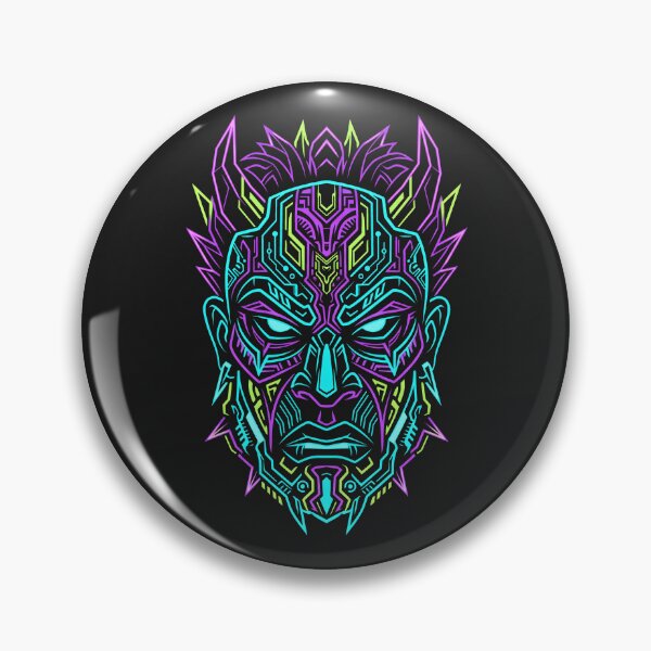 Item preview, Cyberpunk Tribal Mask Neon Tech African Pattern Futuristic Line Art designed and sold by SplashTastic.