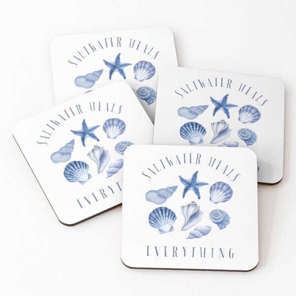 Item preview, Saltwater Heals Everything Coastal Seashell & Starfish Beach Graphic Design designed and sold by Palette & Hue.