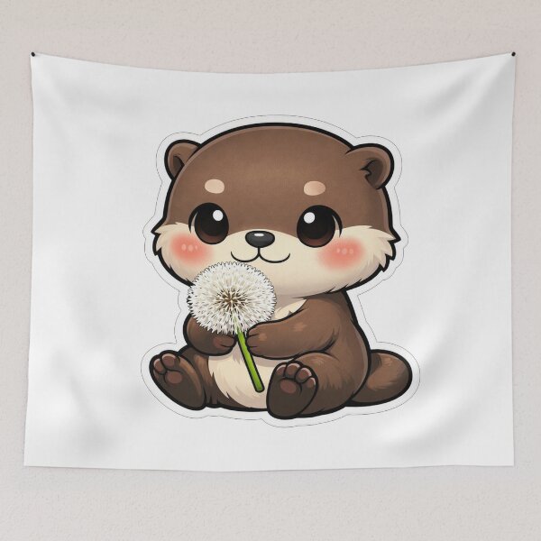 Item preview, Cute Baby Otter Holding A Dandelion designed and sold by Owcomm.
