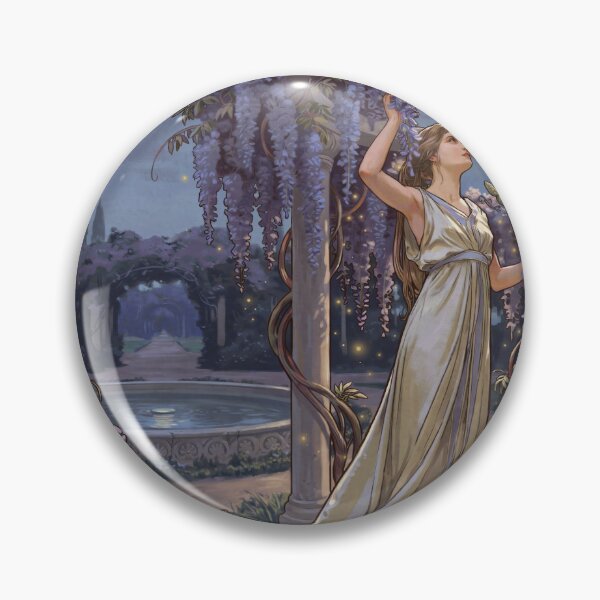 Item preview, Wisteria Moon Garden Art Nouveau Wall Art | Alphonse Mucha Inspired Moonlit Floral Woman | Belle Époque Vintage Poster designed and sold by Tamas Das.