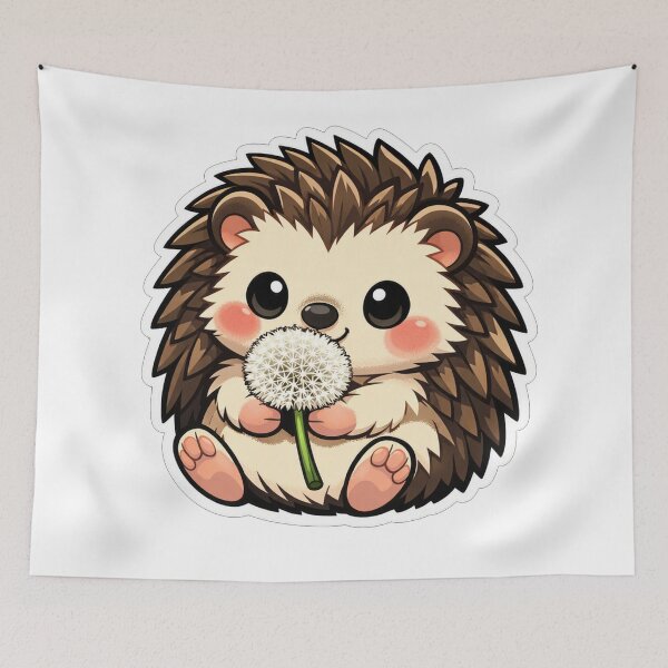 Item preview, Cute Little Hedgehog Holding A Dandelion designed and sold by Owcomm.