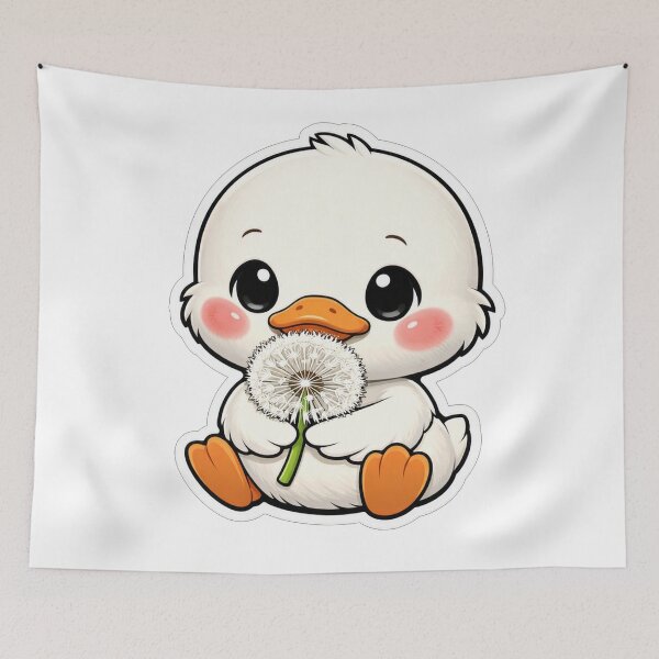 Item preview, Cute Baby Duckling Holding Dandelion Fluff Sticker designed and sold by Owcomm.