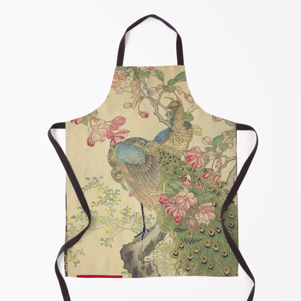 Item preview, Japanese Peacock and Crabapple Blossom - Bairei Kono Vintage Art No. 18 designed and sold by UkiyoInkStudio.