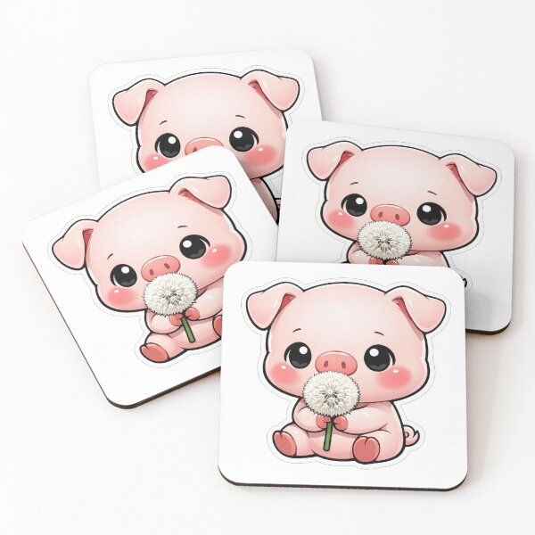 Item preview, Cute Baby Pig Sniffing A Dandelion designed and sold by Owcomm.