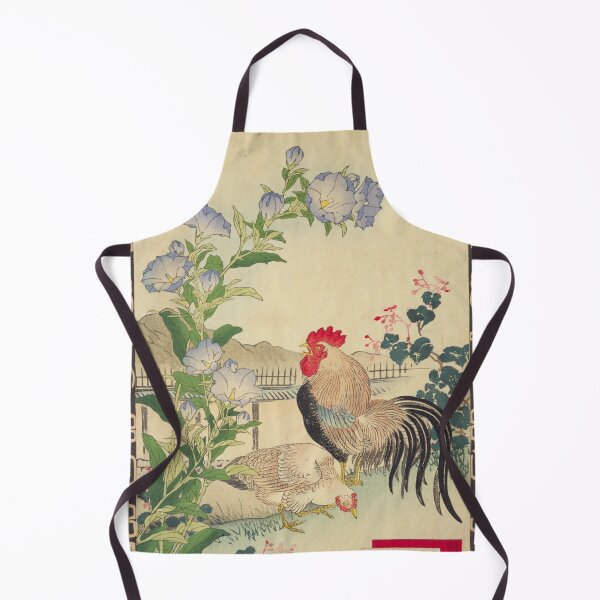 Item preview, Japanese Rooster and Bellflower - Bairei Kono Vintage Art No. 19 designed and sold by UkiyoInkStudio.
