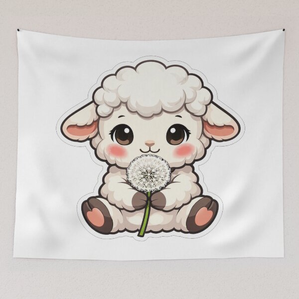 Item preview, Cute Fluffy Little Sheep With Dandelion designed and sold by Owcomm.