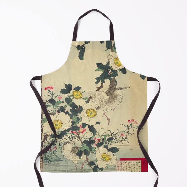 Item preview, Japanese Water Rail and Cherokee Rose - Bairei Kono Vintage Art No. 20 designed and sold by UkiyoInkStudio.