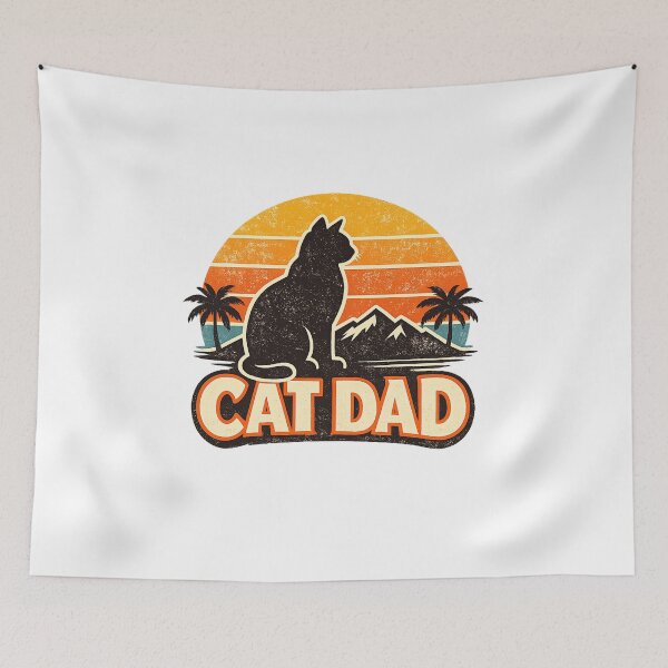 Item preview, Cat Dad Retro Sunset designed and sold by teemix.