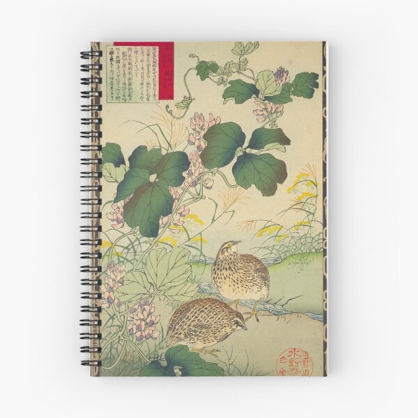 Item preview, Japanese Quail and Kudzu - Bairei Kono Vintage Art No. 22 designed and sold by UkiyoInkStudio.