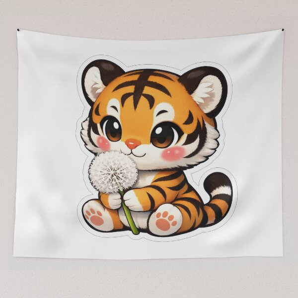 Item preview, Cute Baby Tiger Holding A Dandelion designed and sold by Owcomm.