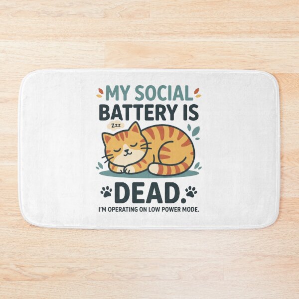 Item preview, My Social Battery Is Dead Sleeping Cat Introvert Quote designed and sold by TeeStyle.mr.