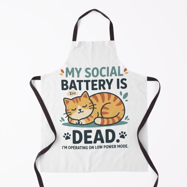 Item preview, My Social Battery Is Dead Sleeping Cat Introvert Quote designed and sold by TeeStyle.mr.