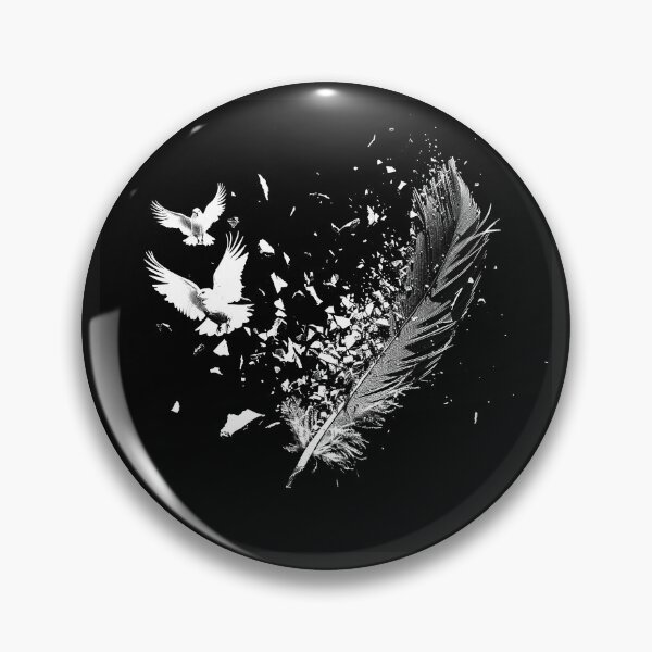 Item preview, Feather Transforming into Flying Doves – Black and White Freedom Art designed and sold by inkoutninja.