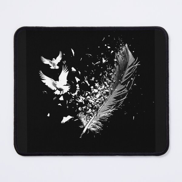 Item preview, Feather Transforming into Flying Doves – Black and White Freedom Art designed and sold by inkoutninja.