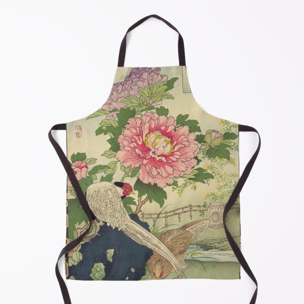 Item preview, Japanese Silver Pheasant and Peony - Bairei Kono Vintage Art No. 23 designed and sold by UkiyoInkStudio.
