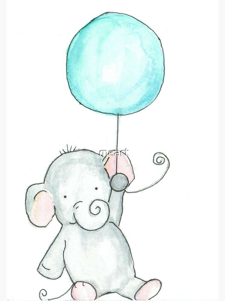 Elephant Holding A Balloon Baby Elephant Blue Balloon Baby Boy