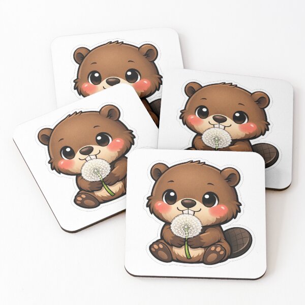 Item preview, Cute Baby Beaver Holding White Dandelion designed and sold by Owcomm.