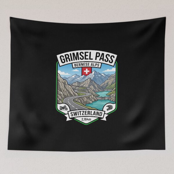 Item preview, Grimsel Pass Motorcycle Touring Switzerland Print designed and sold by enzoade.