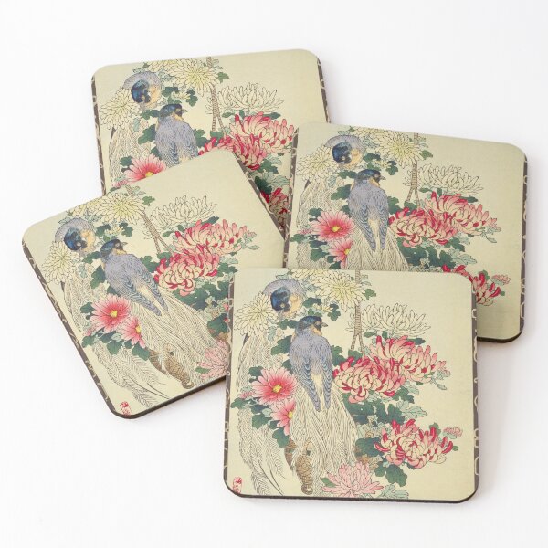 Item preview, Japanese Bird of Paradise and Chrysanthemum - Bairei Kono Vintage Art No. 27 designed and sold by UkiyoInkStudio.